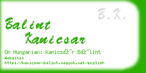 balint kanicsar business card